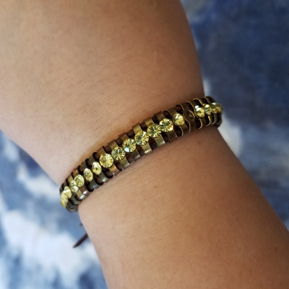 **LAST CHANCE** Chan Luu Brown Leather and Gold Crystal Bracelet - Picture 2 of 5